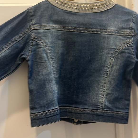 Fun & Fun Girls size 6 short denim jean jacket with silver sparkles - Picture 6 of 9